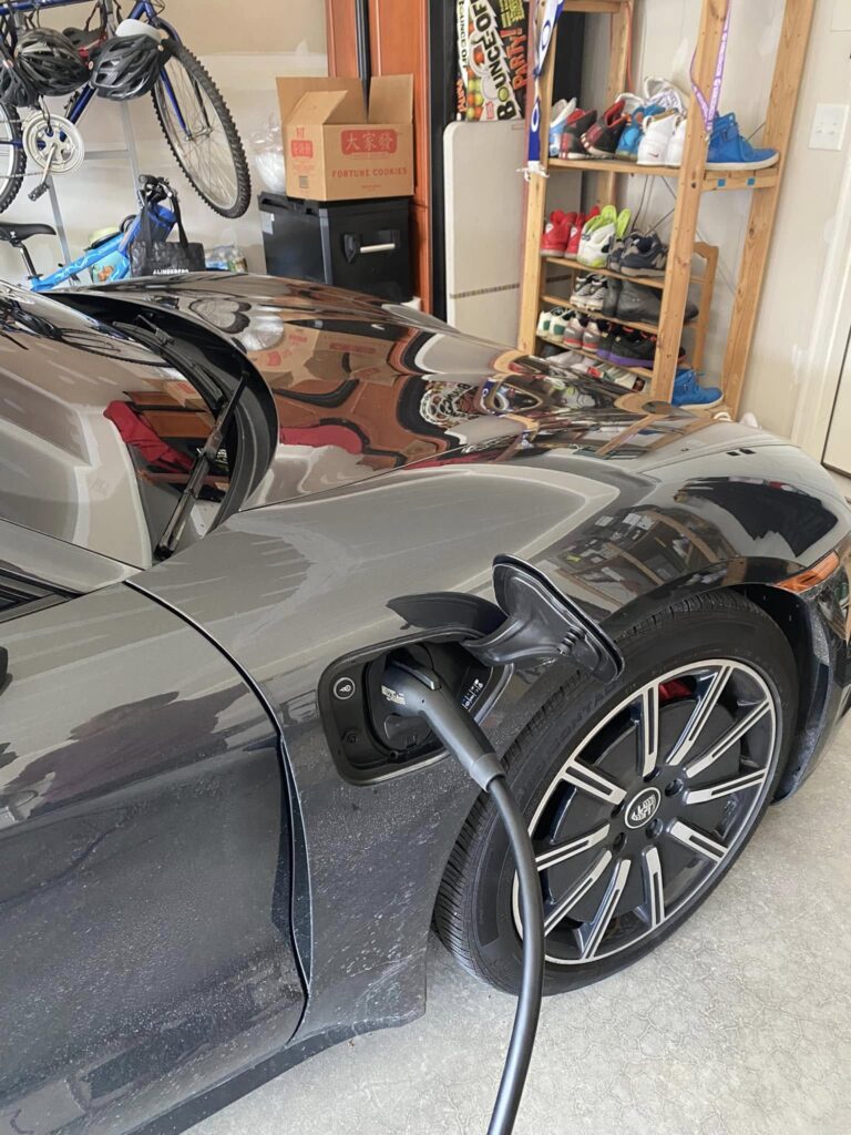 EV charger wiring being completed during a residential installation